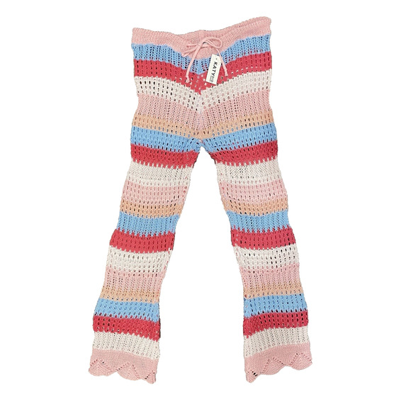 Womens Crochet Pants Sz Medium NEW Pink & Blue Knit Summer Beach Vacation Resort - Picture 1 of 11